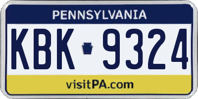 PA license plate KBK9324