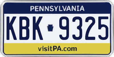 PA license plate KBK9325