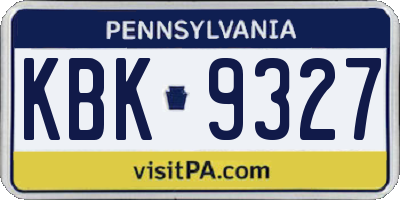 PA license plate KBK9327