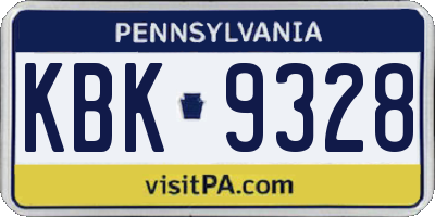PA license plate KBK9328
