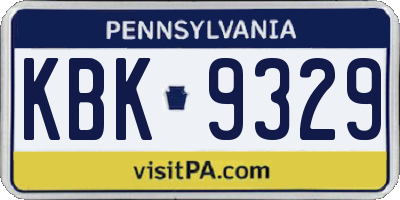 PA license plate KBK9329
