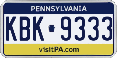 PA license plate KBK9333
