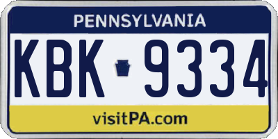 PA license plate KBK9334