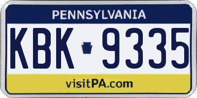 PA license plate KBK9335