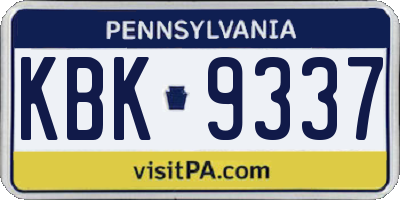 PA license plate KBK9337