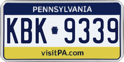 PA license plate KBK9339