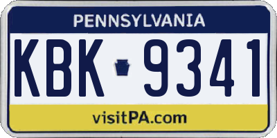 PA license plate KBK9341