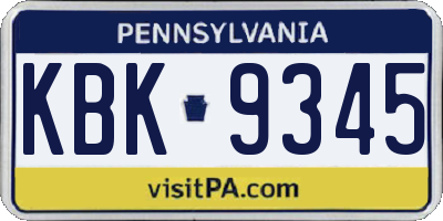 PA license plate KBK9345