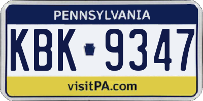 PA license plate KBK9347