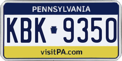 PA license plate KBK9350