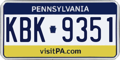 PA license plate KBK9351