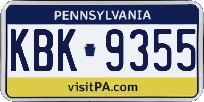 PA license plate KBK9355