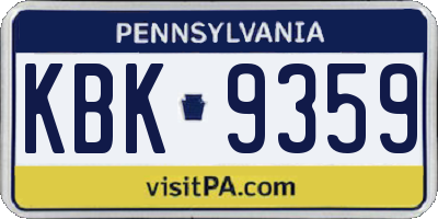 PA license plate KBK9359