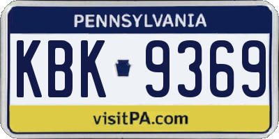 PA license plate KBK9369