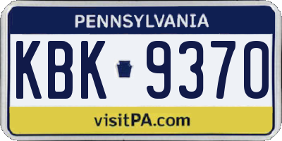 PA license plate KBK9370