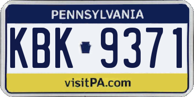 PA license plate KBK9371