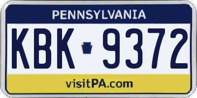 PA license plate KBK9372