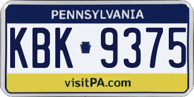 PA license plate KBK9375