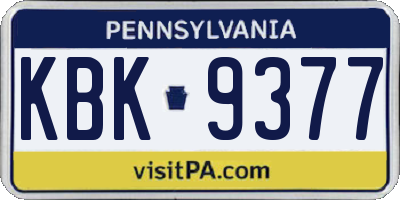 PA license plate KBK9377
