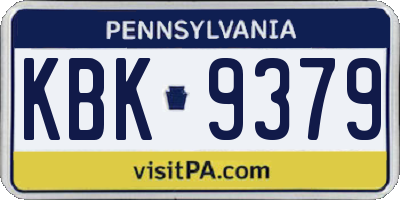 PA license plate KBK9379
