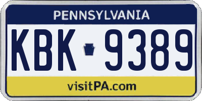 PA license plate KBK9389