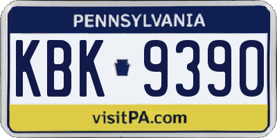 PA license plate KBK9390