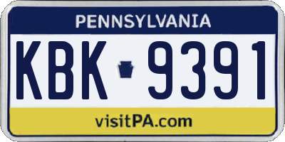PA license plate KBK9391