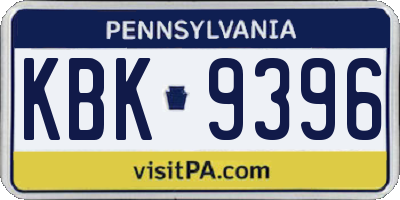 PA license plate KBK9396