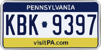 PA license plate KBK9397