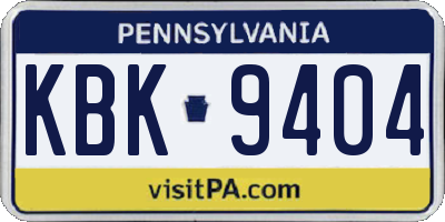 PA license plate KBK9404
