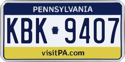 PA license plate KBK9407