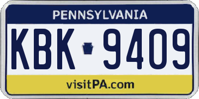 PA license plate KBK9409