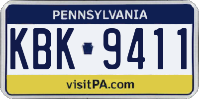 PA license plate KBK9411