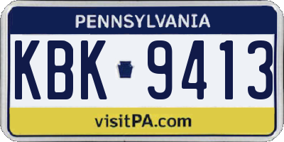 PA license plate KBK9413