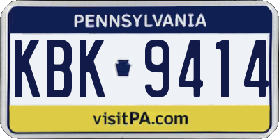 PA license plate KBK9414
