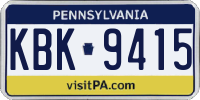 PA license plate KBK9415
