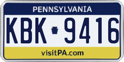 PA license plate KBK9416
