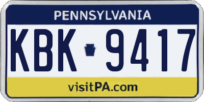 PA license plate KBK9417