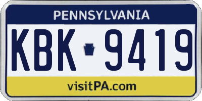 PA license plate KBK9419