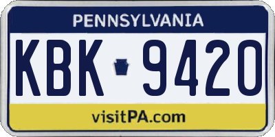 PA license plate KBK9420