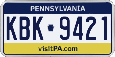 PA license plate KBK9421