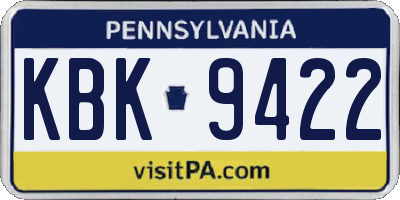 PA license plate KBK9422