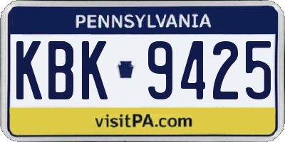PA license plate KBK9425