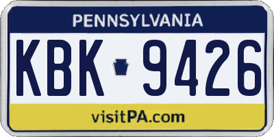 PA license plate KBK9426