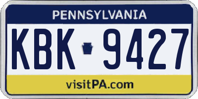 PA license plate KBK9427