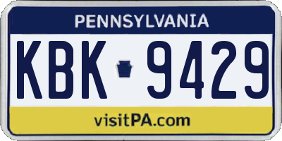 PA license plate KBK9429