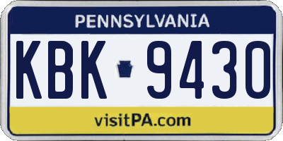 PA license plate KBK9430
