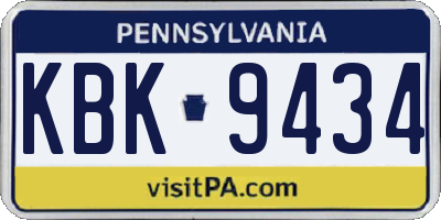 PA license plate KBK9434