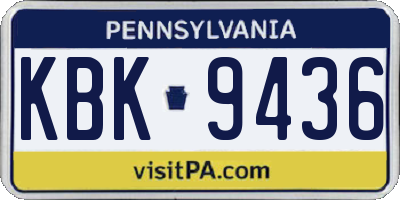 PA license plate KBK9436