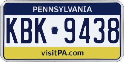 PA license plate KBK9438